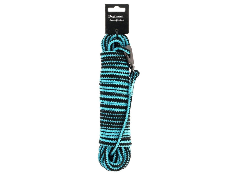 Dogman Iris geflochtene Schleppleine mit Karabinerbefestigung Türkis 6,5mm 15m