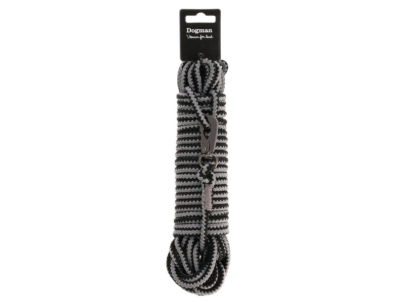Dogman Iris geflochtene Schleppleine mit Karabinerbefestigung Grau 6,5mm 15m