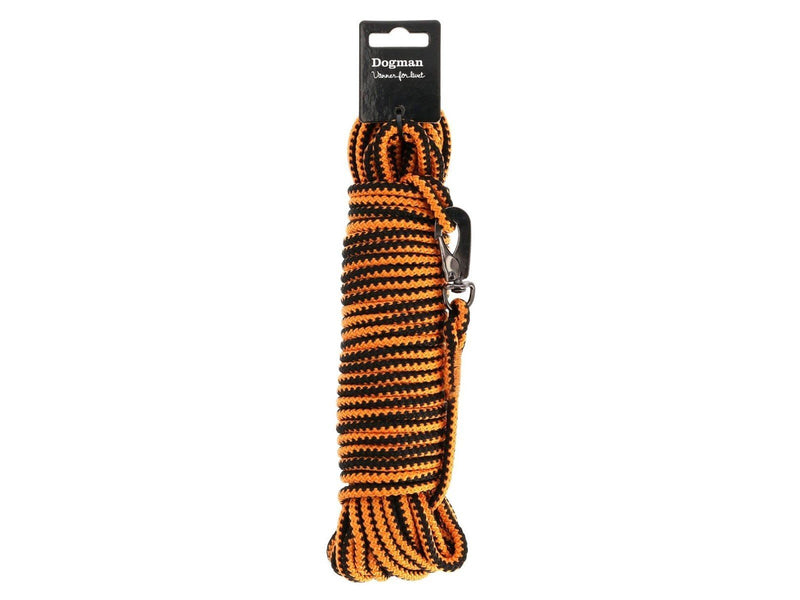 Dogman Iris geflochtene Schleppleine mit Karabinerbefestigung Orange 6,5mm 15m