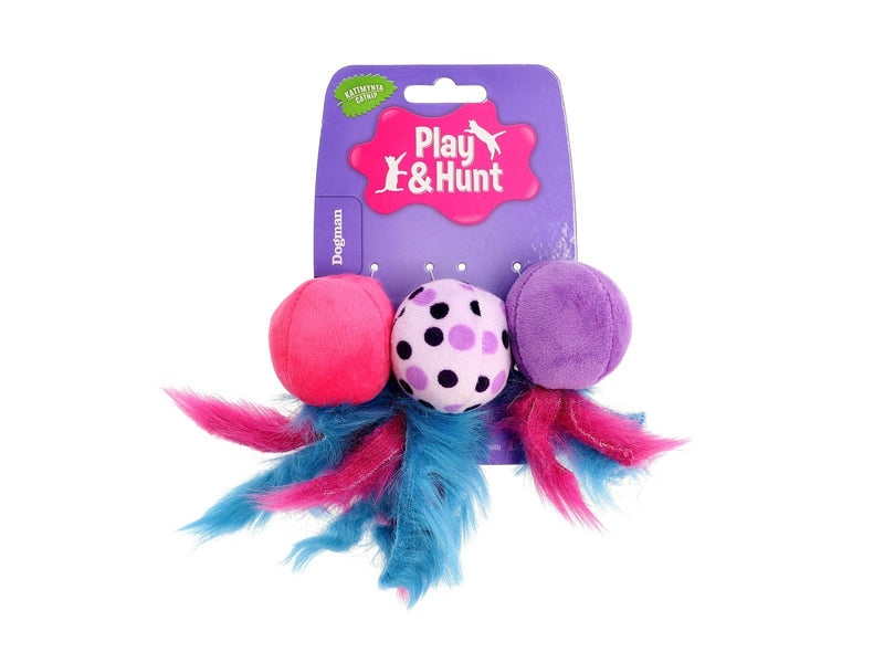 Dogman Katzenspielzeug Federbälle mit Katzenminze 5 cm (3er-Pack)
