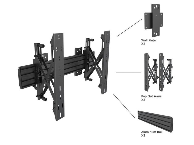 Multibrackets M Wallmount Pro MBW1U Push In Pop Out Black 30 kg 65" From 100 x 100 mm