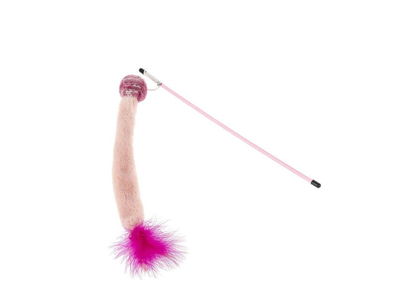 Dogman Cat Toy Teaser Fuzzy Pink Wand 35cm