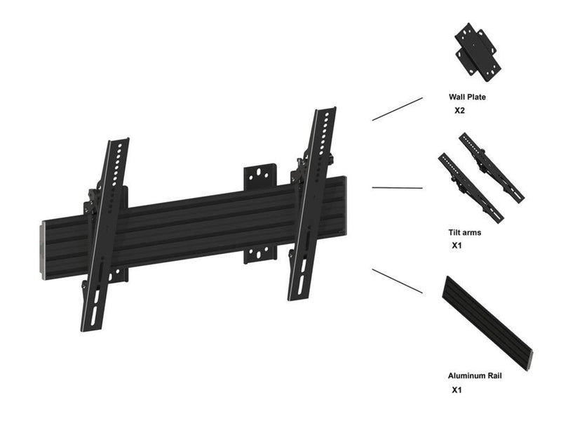 Multibrackets M Wallmount Pro MBW1U Tilt Black 30 kg 65" 100 x 100 mm