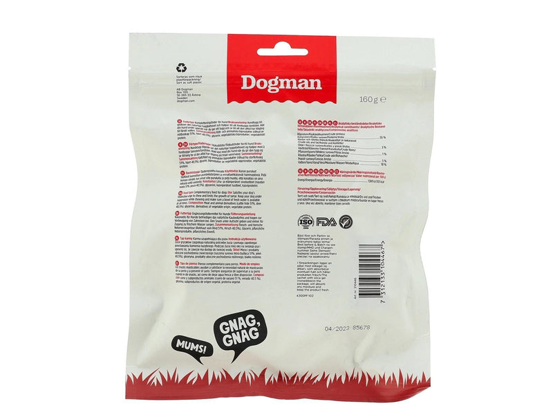 Dogman Hundeleckerlis Kauring Gepresst Hirsch 160g