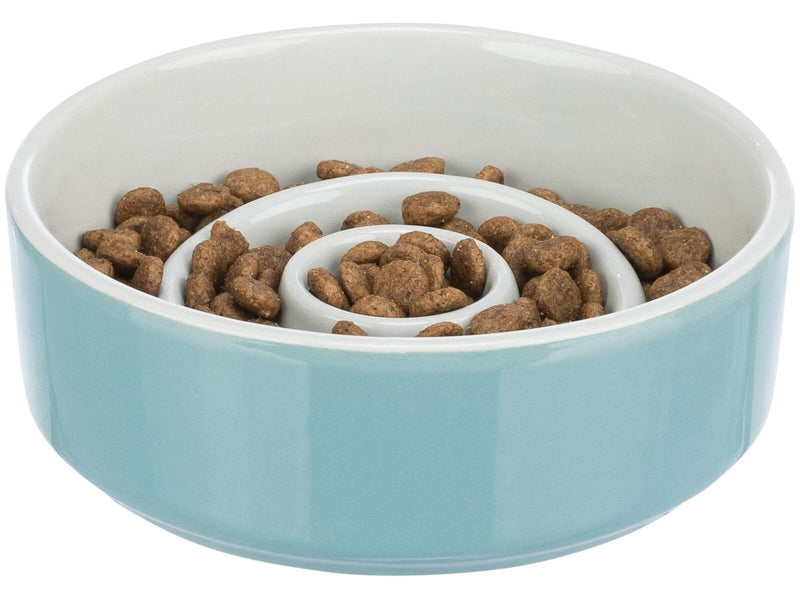 Trixie Slow Feeding Ceramic Bowl 0.45 l/ø 14 cm grey/blue