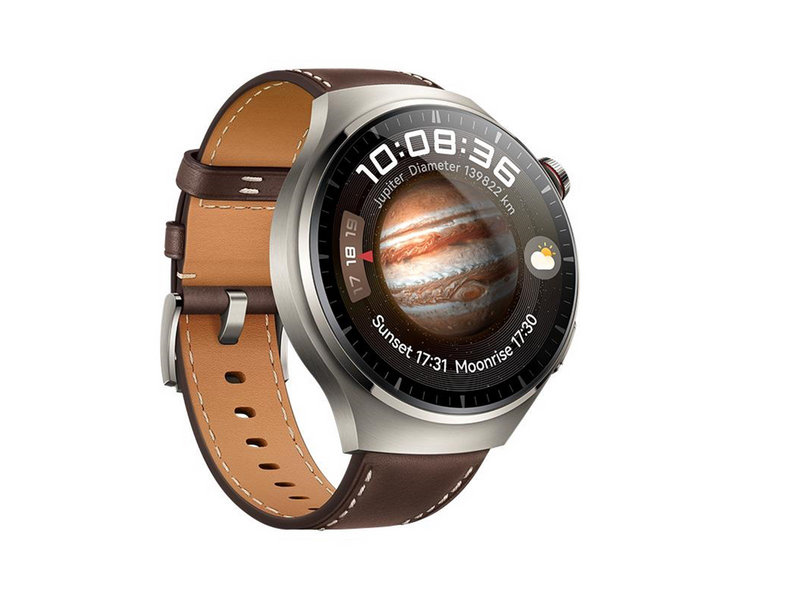 Huawei Watch 4 Pro 48mm Classic - Titanium Case with Dark Brown Leather Strap