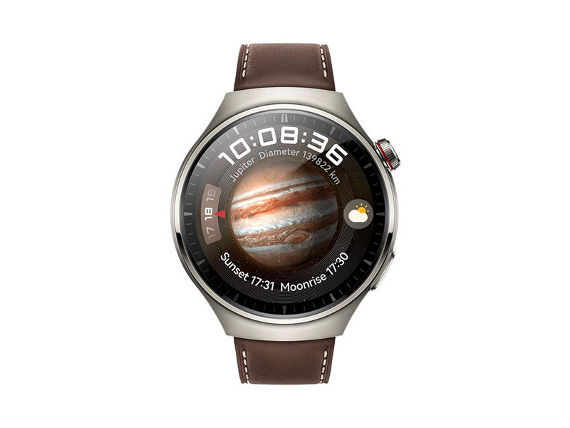 Huawei Watch 4 Pro 48mm Classic - Titanium Case with Dark Brown Leather Strap