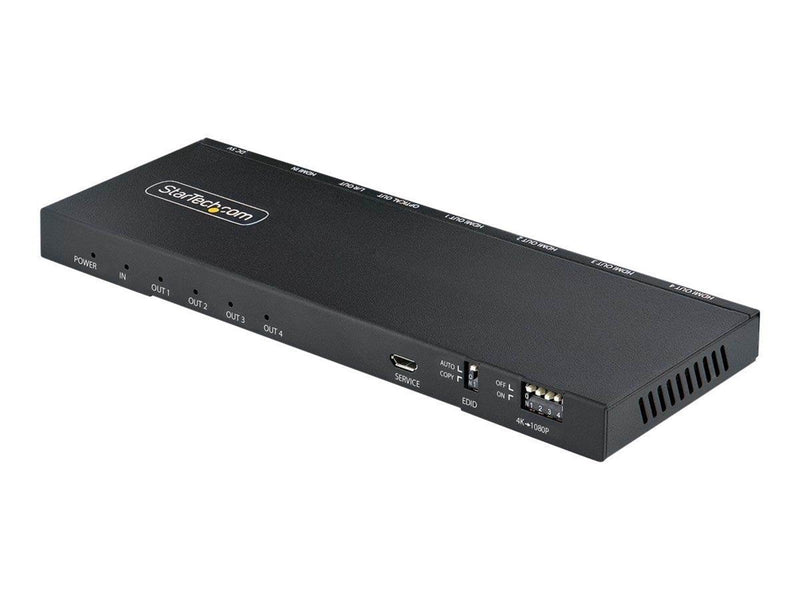 StarTech.com 4-Port HDMI Splitter 4K 60Hz HDMI 2.0 Video 1 In 4 Out HDMI Splitter 4K HDMI Splitter w/Built-in Scaler 3.5mm/Optic