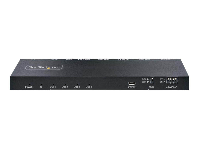 StarTech.com 4-Port HDMI Splitter 4K 60Hz HDMI 2.0 Video 1 In 4 Out HDMI Splitter 4K HDMI Splitter w/Built-in Scaler 3.5mm/Optic