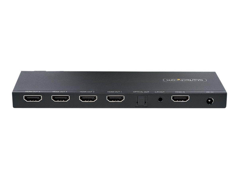 StarTech.com 4-Port HDMI Splitter 4K 60Hz HDMI 2.0 Video 1 In 4 Out HDMI Splitter 4K HDMI Splitter w/Built-in Scaler 3.5mm/Optic