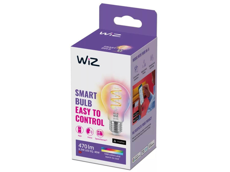 WiZ LED-Lampe Filament Standard A60 6.3W RGB E27 Clear E27