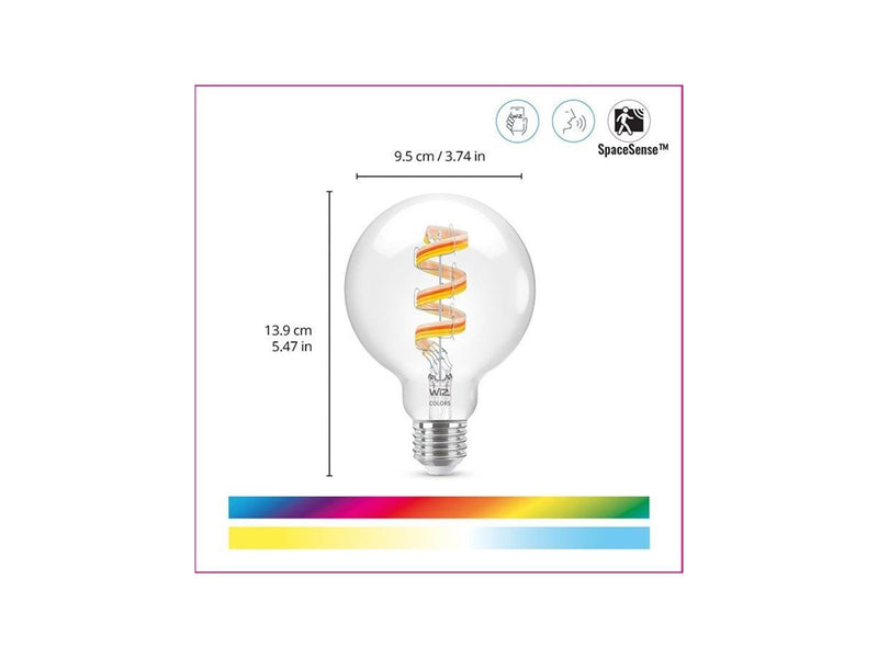 WiZ Filament Globe G95 6.3W RGB E27 Clear