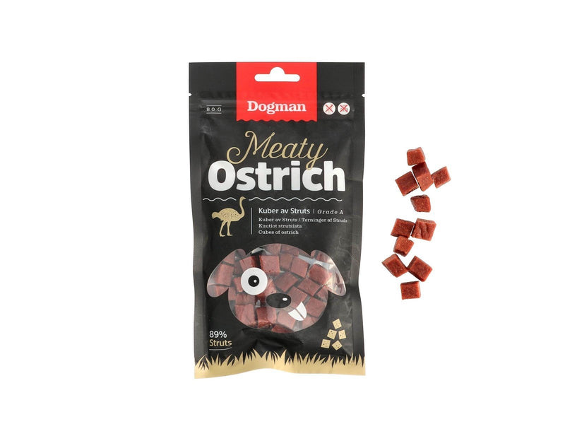 Dogman Dog Treats Ostrich Cubes 80g