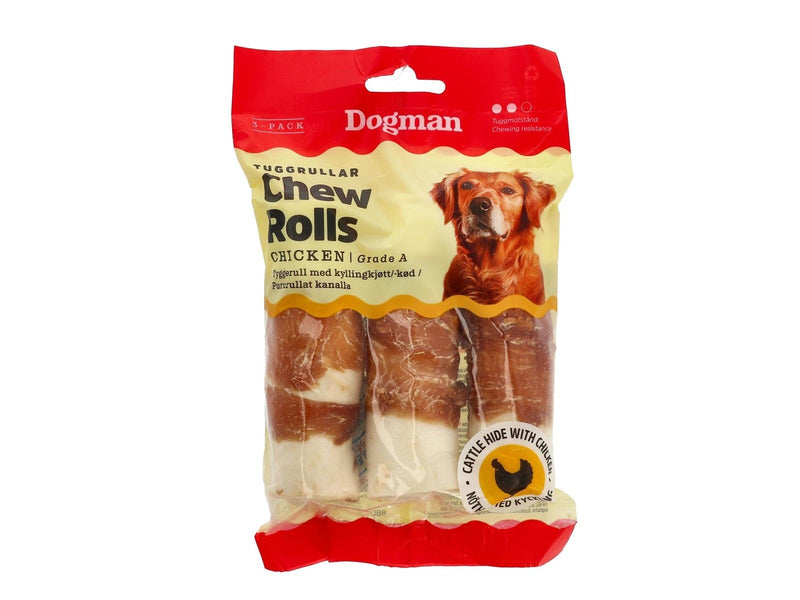 Dogman Chew Rolls Chicken Dog Treats 10cm 112g (3-Pack)