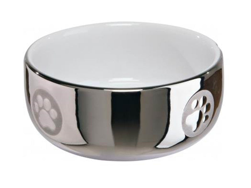 Trixie Ceramic Bowl cat 0.3 l/ø 11 cm silver/white
