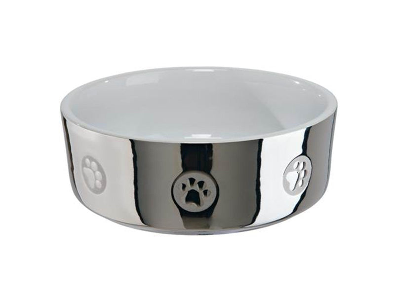 Trixie Ceramic Bowl dog 1.5 l/ø 19 cm silver/white