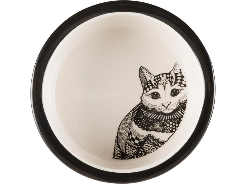 Trixie Ceramic Bowl cat 0.3 l/ø 12 cm white/black