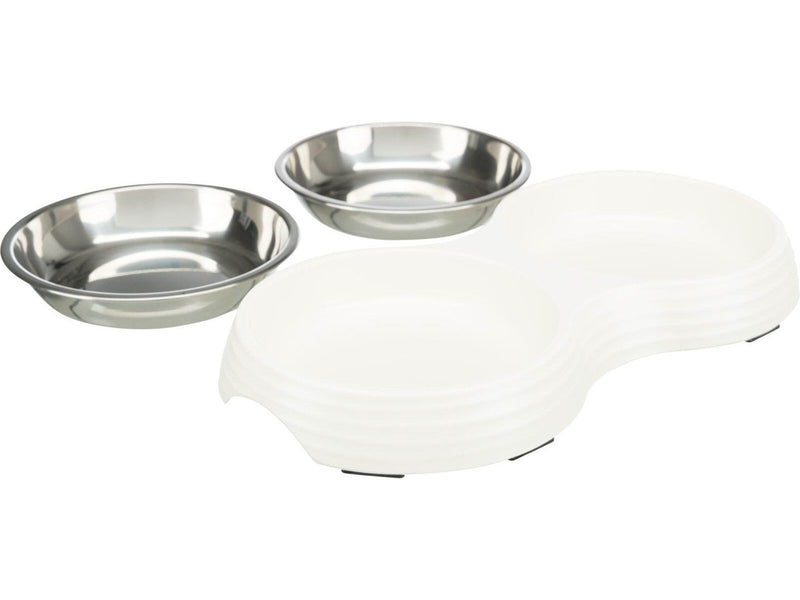 Trixie Bowl Set melamine/stainless steel 2x0.2 l/ø13cm/27x3x14cm