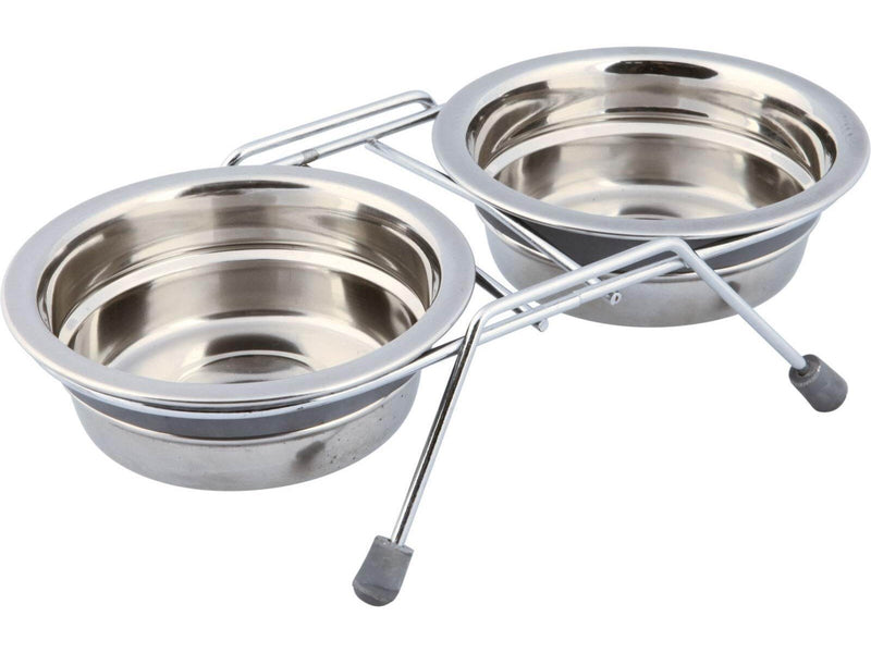 Trixie Edelstahlnapf-Set mit Klapperschutz 2x 0.45L 13cm