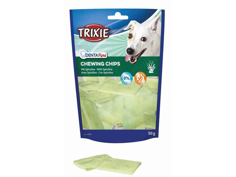 Trixie Denta Fun Spirulina Chewing Chips packaged 50g