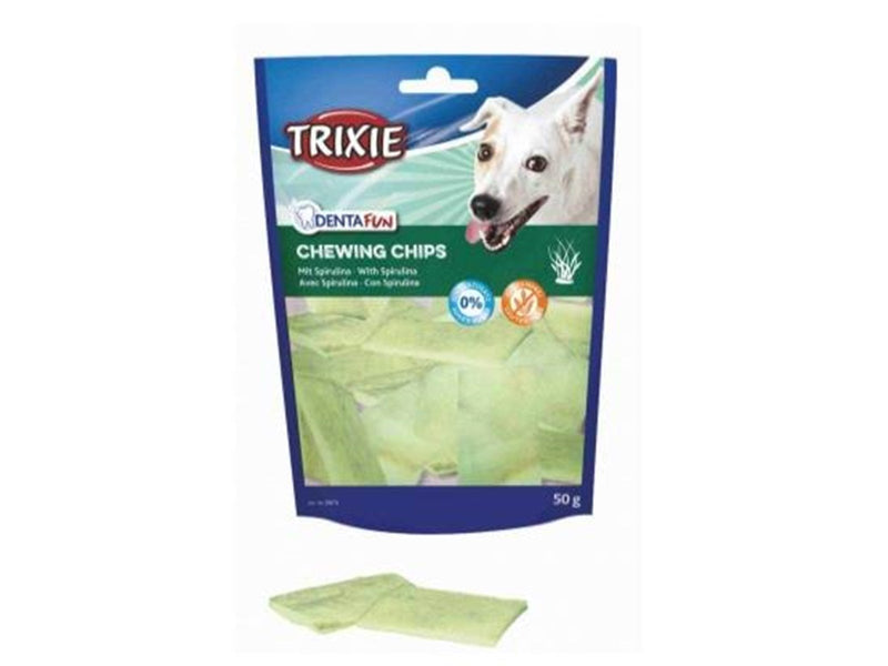 Trixie Denta Fun Spirulina Chewing Chips packaged 50g