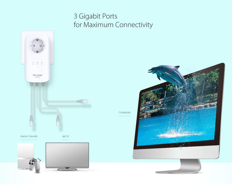 TP-LINK TL-PA8030PKIT AV1200 Gigabit Powerline Starterkit mit Frontsteckdose