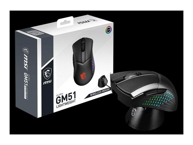 MSI Clutch GM51 - mouse - USB Bluetooth 2.4 GHz - Maus (Schwarz)