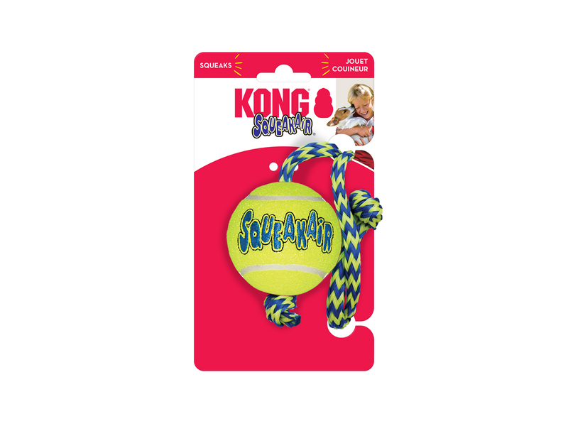 KONG Dog Toy SqueakAir Ball with Rope