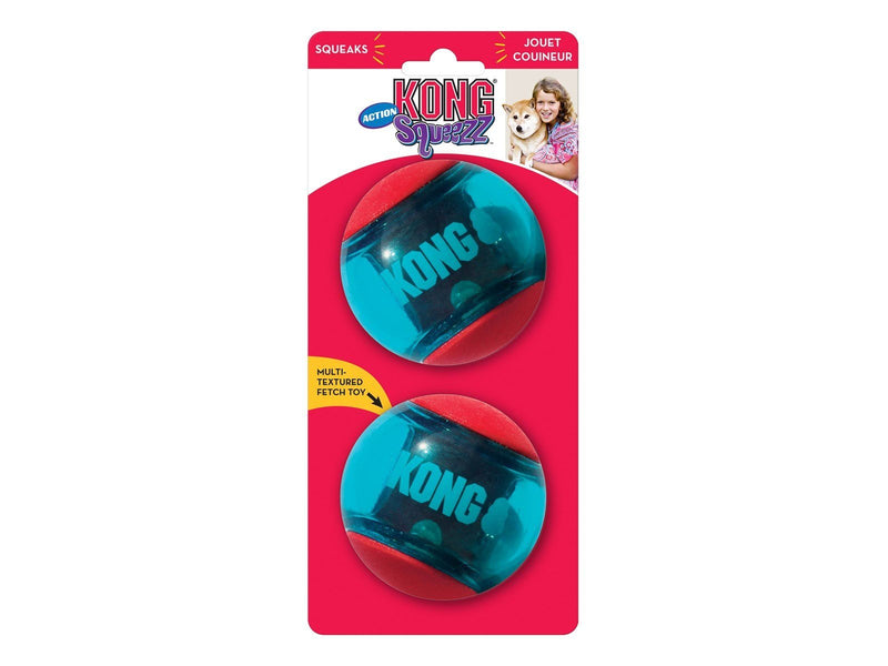 KONG Dog Toy Squeezz Action Ball Red Large (2-Pack)