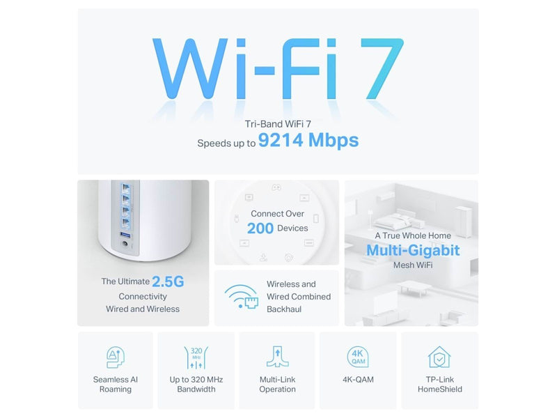 TP-Link Deco BE65 (3-Pack) BE9300 Whole Home Mesh WiFi 7 System