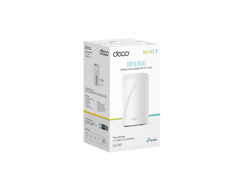 TP-Link Deco BE65 (1-pack) BE9300 Whole Home Mesh WiFi 7 System - Mesh router 802.11a/b/g/n/ac/ax/be (Wi-Fi 7)