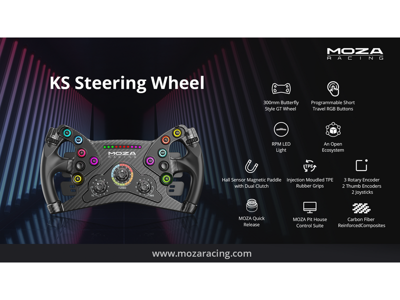 Moza Racing MOZA KS Formula Steering Wheel - 300mm butterfly style - Wireless Wheel - PC