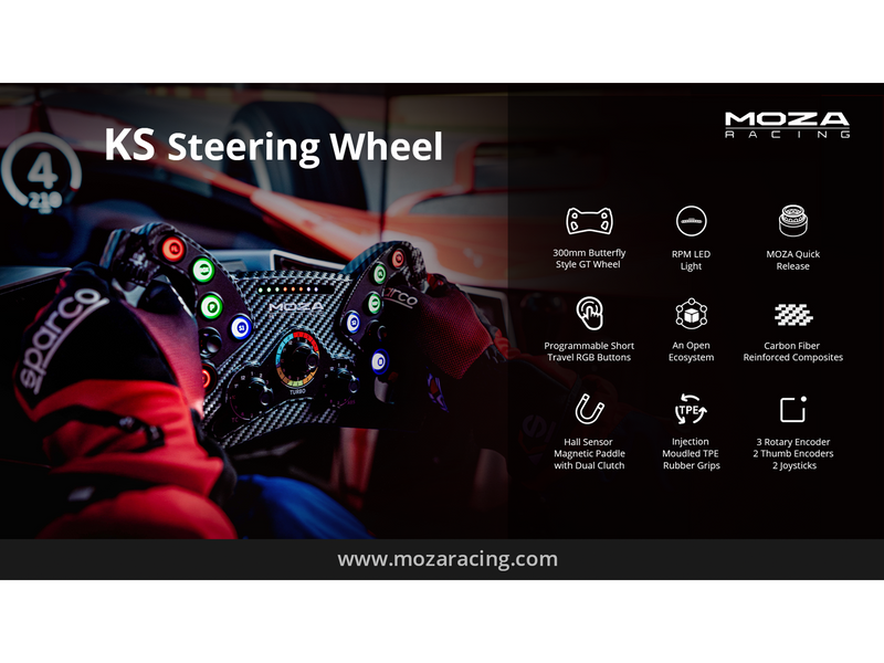 Moza Racing MOZA KS Formula Steering Wheel - 300mm butterfly style - Wireless Wheel - PC