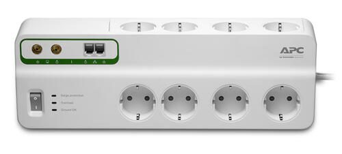 APC PMF83VT-GR Performance SurgeArrest 8-fach, Schutz für Telefon- und Koax-Leitungen, 230 V