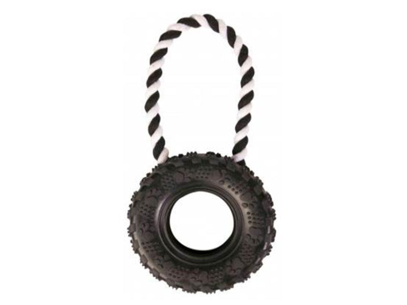 Trixie Dog Toy Tire on a Rope ø 15/31 cm black