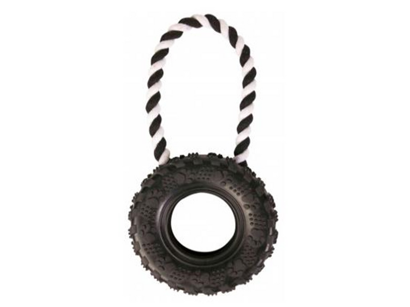Trixie Dog Toy Tire on a Rope ø 15/31 cm black