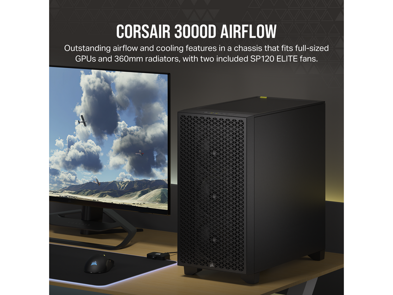 Corsair 3000D AIRFLOW TG - Black - Gehäuse - Miditower - Schwarz