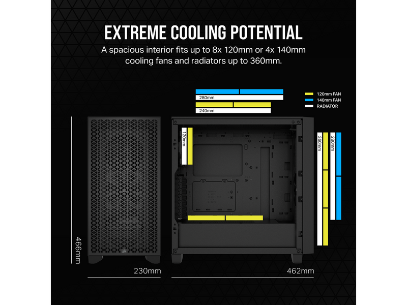 Corsair 3000D AIRFLOW TG - Black - Gehäuse - Miditower - Schwarz
