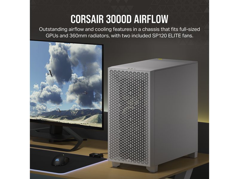 Corsair 3000D AIRFLOW TG - White - Gehäuse - Miditower - Weiß