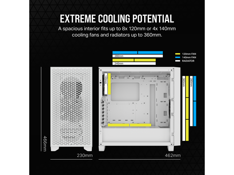 Corsair 3000D AIRFLOW TG - White - Gehäuse - Miditower - Weiß