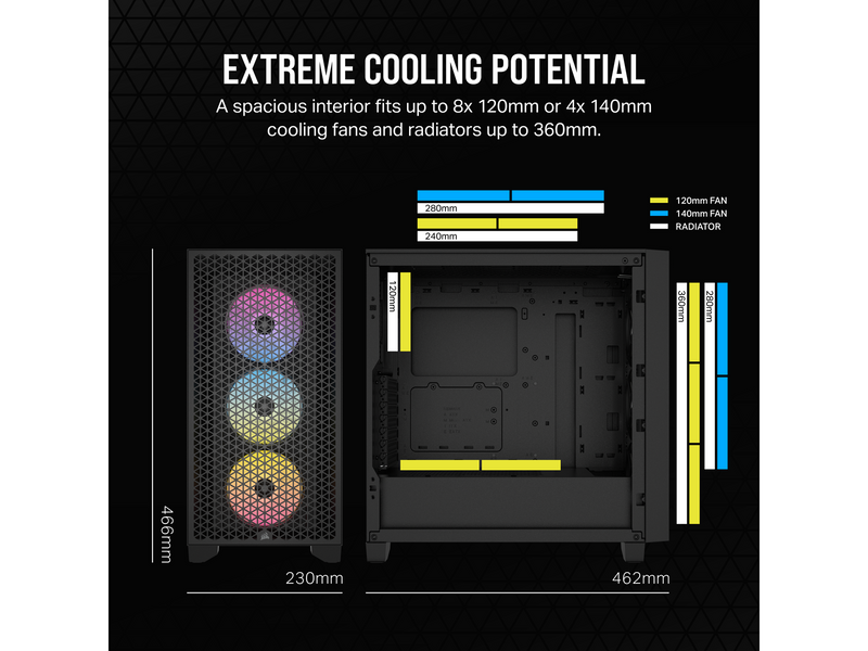 Corsair 3000D RGB AIRFLOW TG - Black - Gehäuse - Miditower - Schwarz