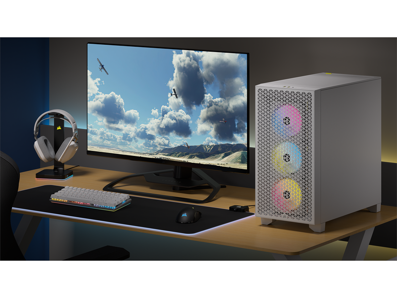 Corsair 3000D RGB AIRFLOW TG - White - Gehäuse - Miditower - Weiß