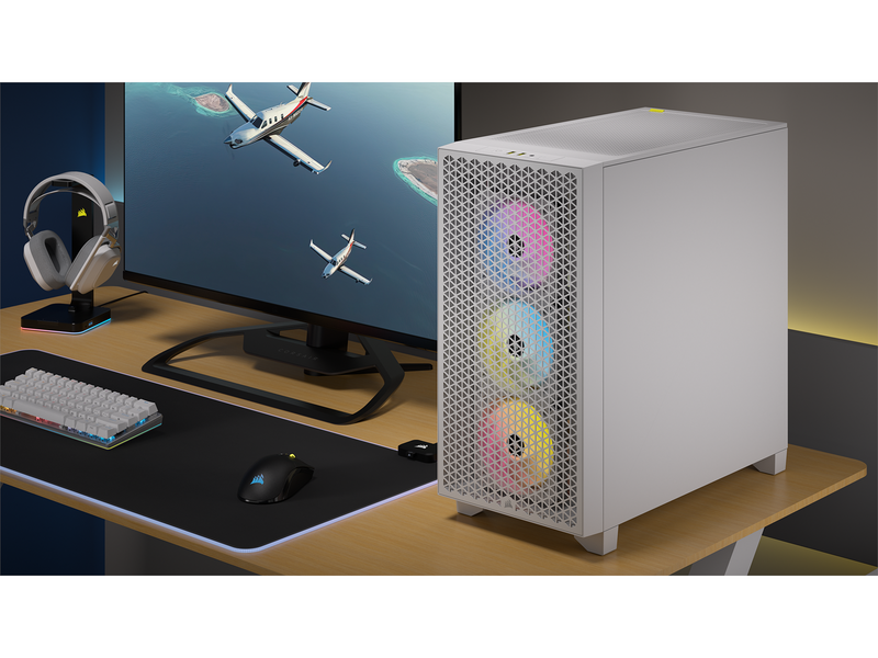 Corsair 3000D RGB AIRFLOW TG - White - Gehäuse - Miditower - Weiß