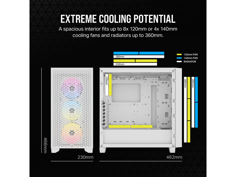 Corsair 3000D RGB AIRFLOW TG - White - Gehäuse - Miditower - Weiß