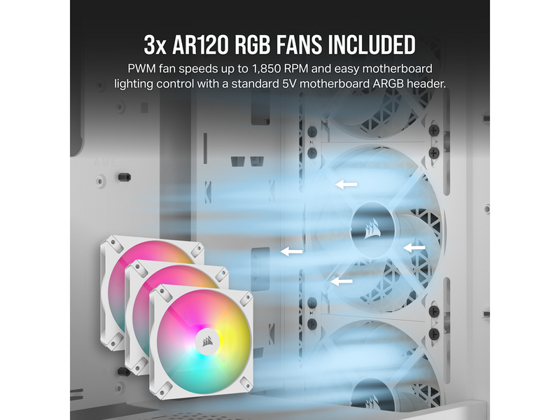 Corsair 3000D RGB AIRFLOW TG - White - Gehäuse - Miditower - Weiß