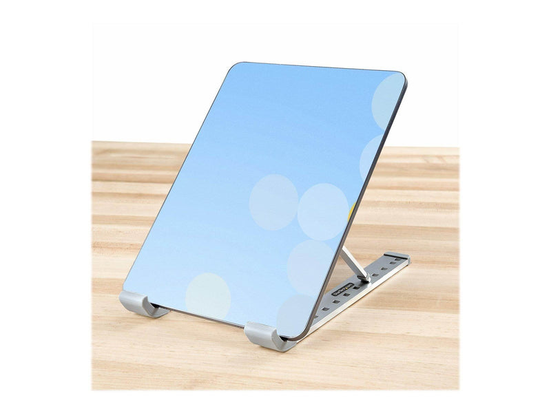 StarTech.com Foldable Laptop Riser Stand Portable Height Adjustable Ergonomic Laptop Stand Ventilated Aluminum Frame Supports 22