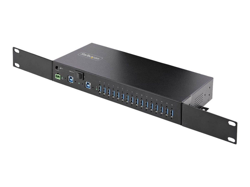 StarTech.com 16-Port Industrial USB 3.0 Hub 5Gbps Metal DIN/Surface/Rack Mountable ESD Protection Terminal Block USB-Hubs - USB