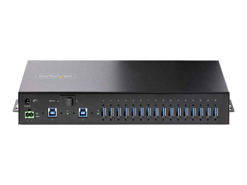 StarTech.com 16-Port Industrial USB 3.0 Hub 5Gbps Metal DIN/Surface/Rack Mountable ESD Protection Terminal Block USB-Hubs - USB