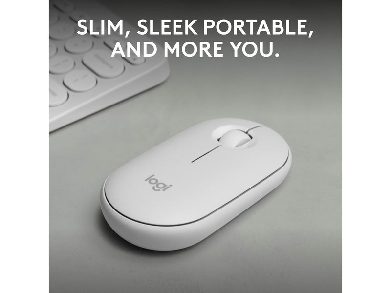 Logitech Pebble Mouse 2 M350s Wireless - Tonal White - Maus (Weiß)