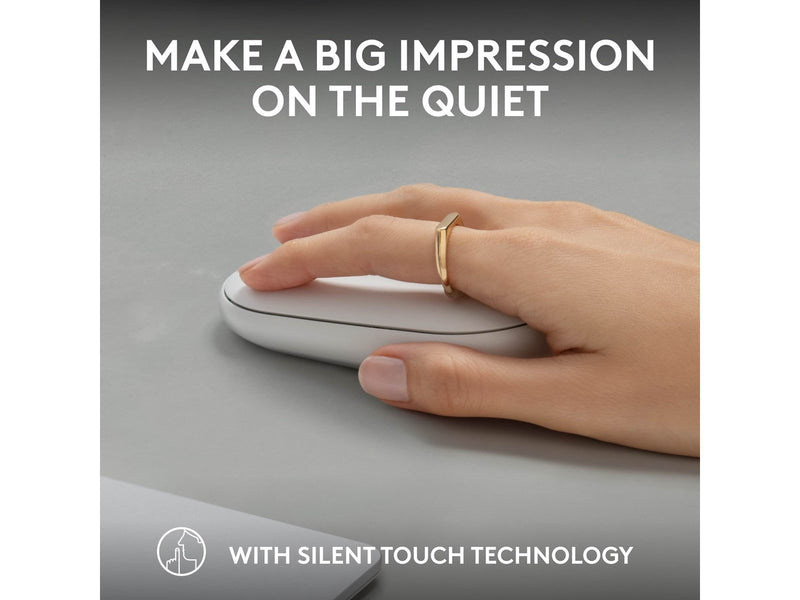 Logitech Pebble Mouse 2 M350s Wireless - Tonal White - Maus (Weiß)